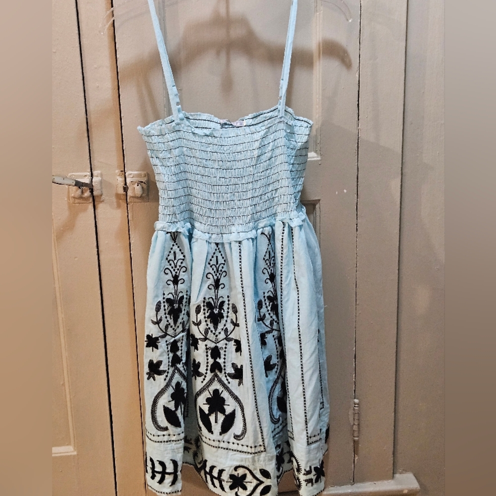 NWT - Juniors' Light Blue Embroidered Sundress - Sz Jrs. Small